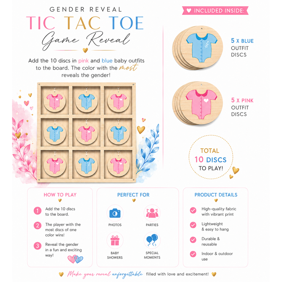 Gender Reveal Tic Tac Toe Game - Perth Gender Reveals