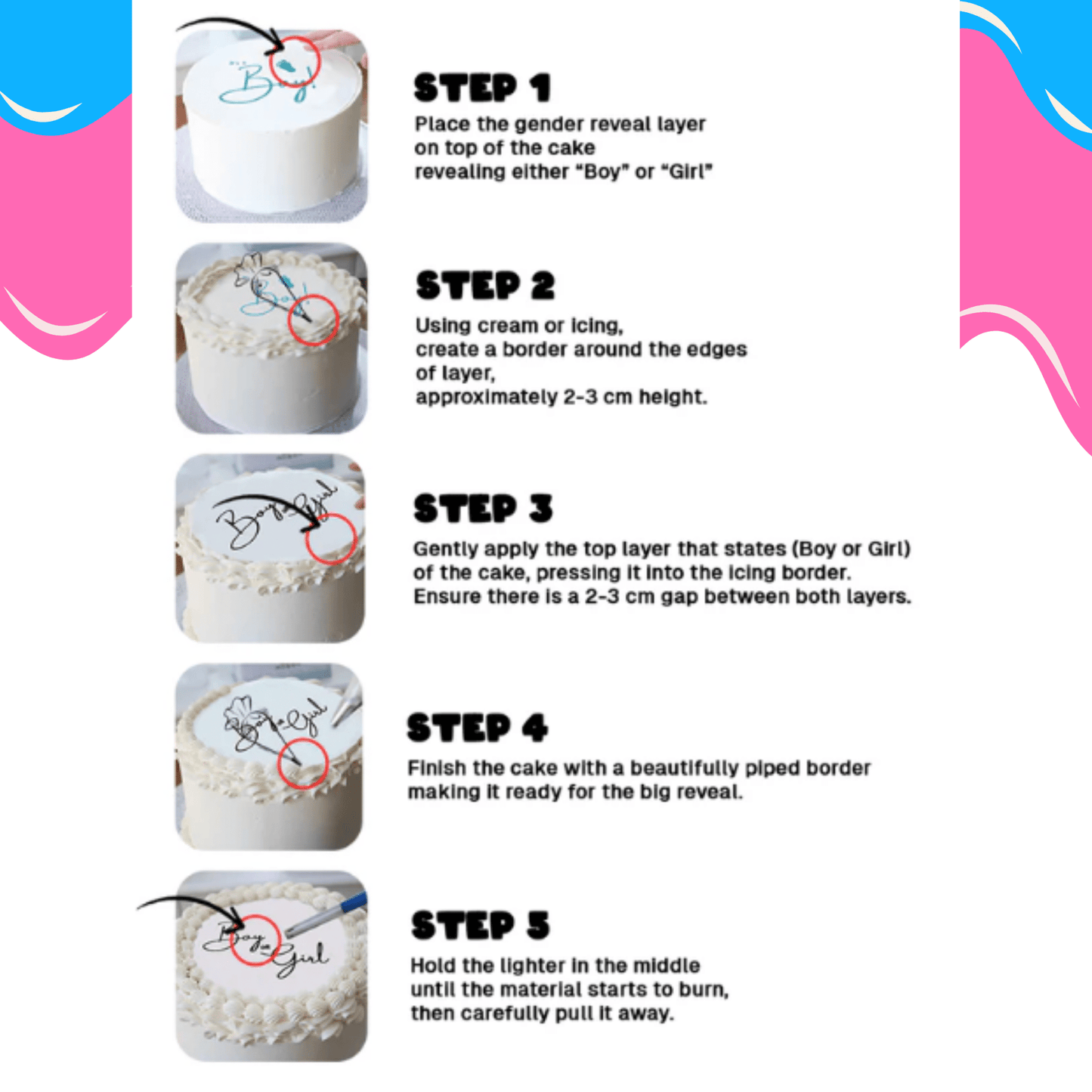 Gender Reveal 6" Viral Burnaway Cake Topper