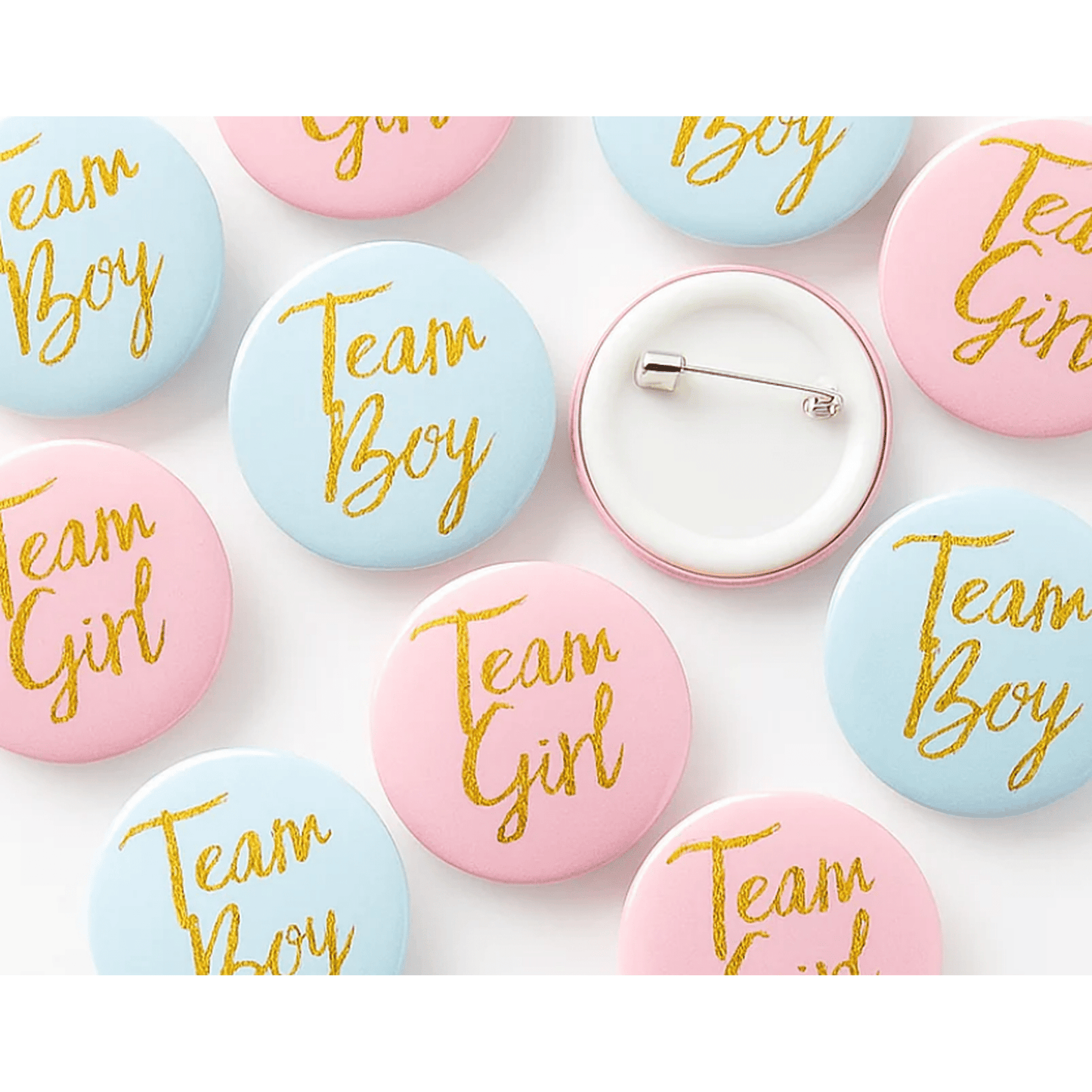 Gender Reveal Party Badges 20 pack