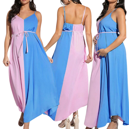 Gender Reveal Casual Maxi Maternity Dress