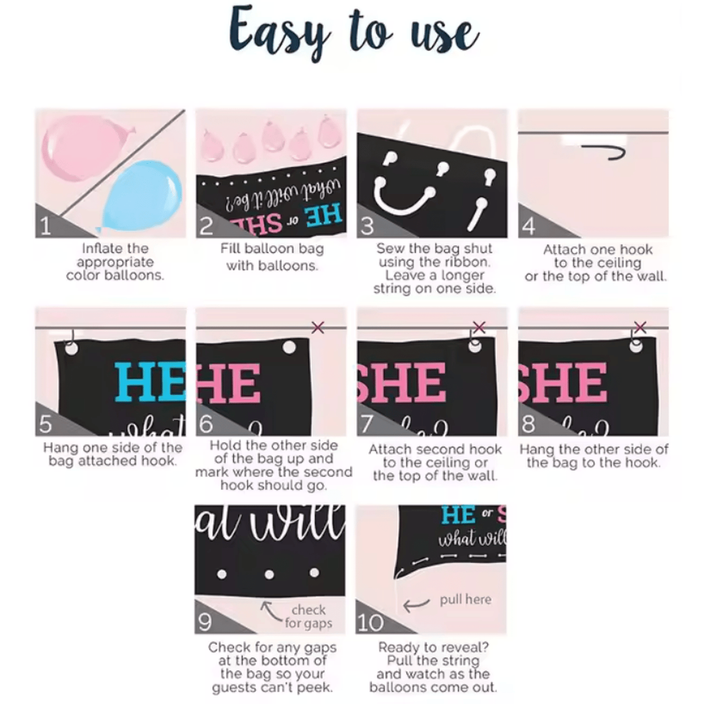 *NEW* Gender Reveal 'He or She' Balloon Drop Bag Surprise