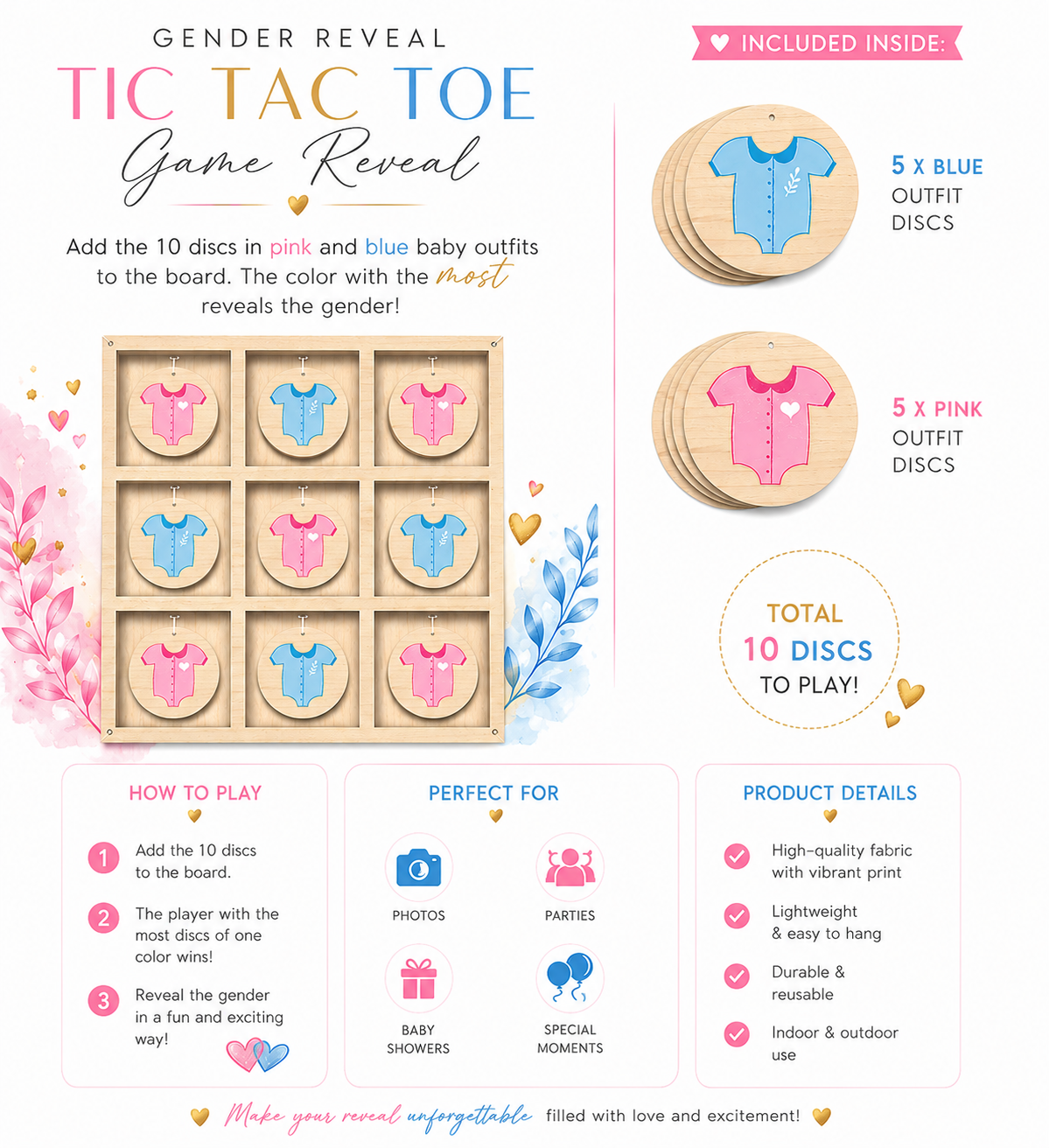 Gender Reveal Tic Tac Toe Game - Perth Gender Reveals